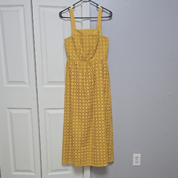 Yellow Patterned Midi Dress - Picture 1 of 4